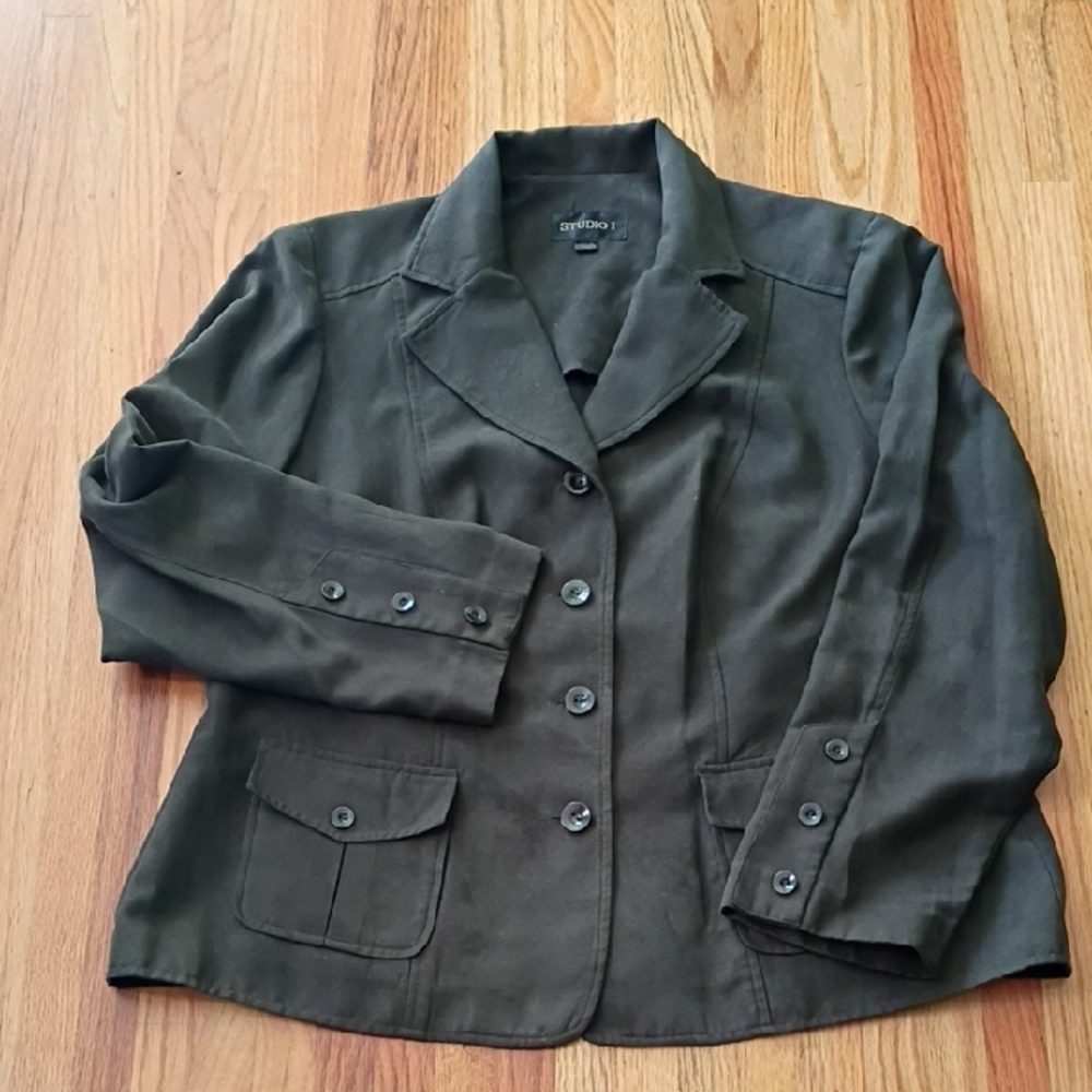 Studio I Black Suede Women's Blazer Size 16 W
